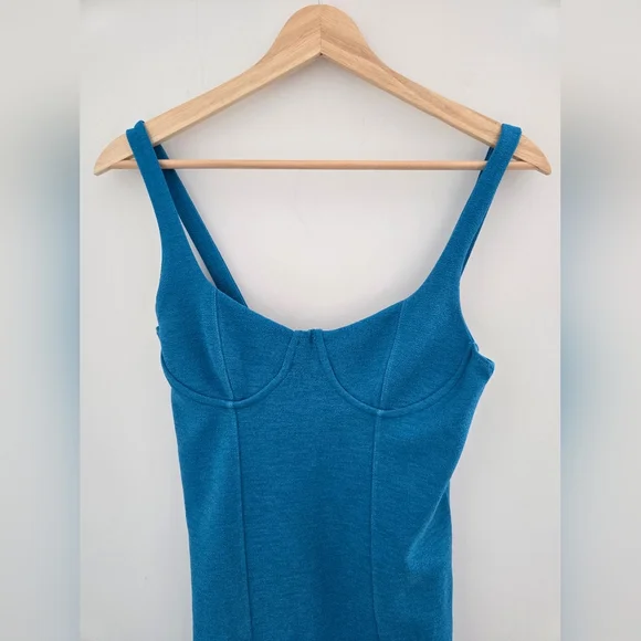 NWT Zara Teal Bodycon Mini Dress – Sleeveless Bustier Fit, Size S - Picture 3 of 4